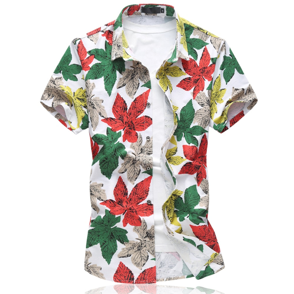 Maple Leaf Print Men Shirt