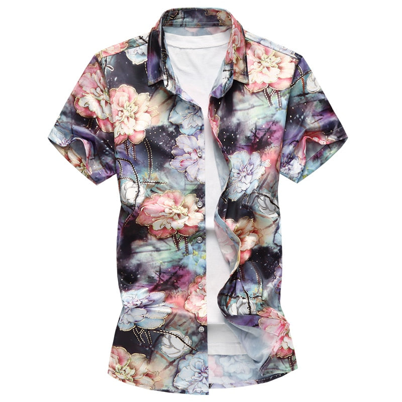 Flower Print Men Shirt
